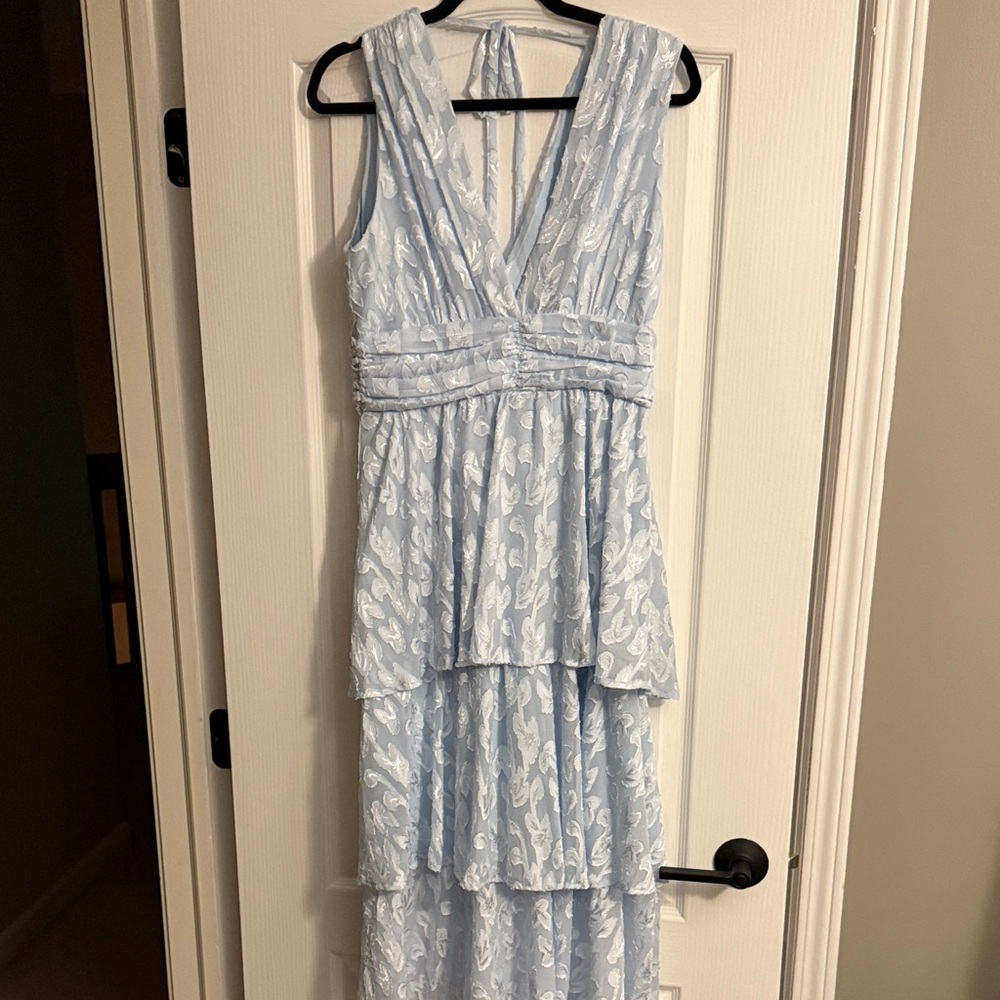 Lulus Blue Floral Sleeveless Dress